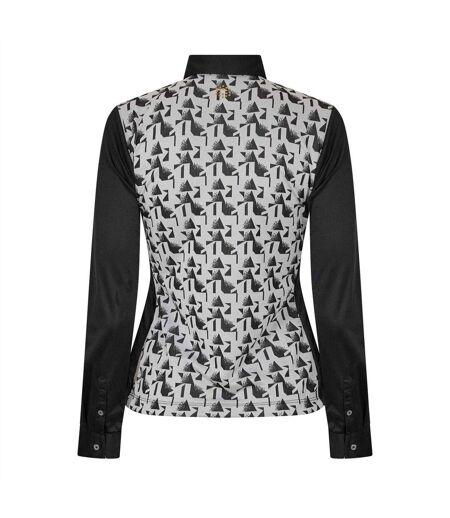 Womens/ladies Abstract Long-sleeved Golf Polo Shirt Grey Puma