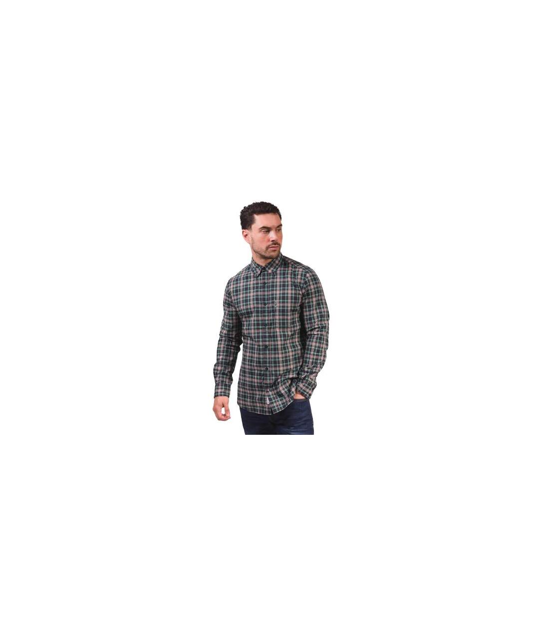 Chemise Manches Longues Motif/style À Carreaux Classic Homme Bleu Marine Vert Rouge Lambretta-1