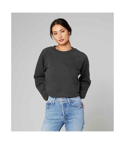 Bella + Canvas Womens/Ladies Raglan Crop Sweatshirt (Dark Grey Heather)
