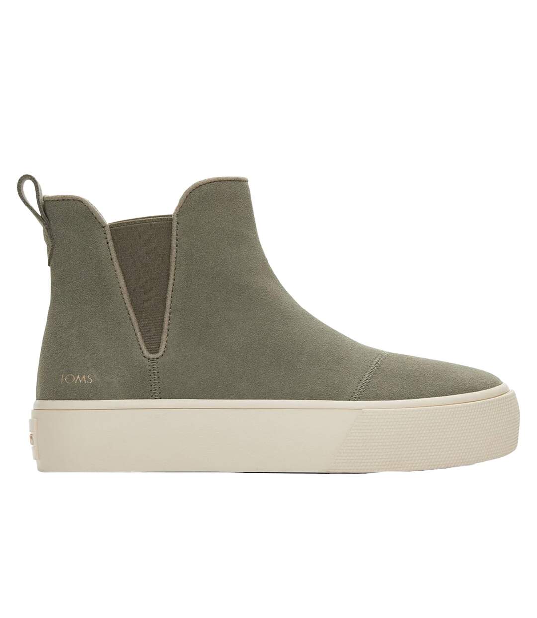 Womens/ladies Fenix Suede Platform Ankle Boots Vetiver Grey Toms-3