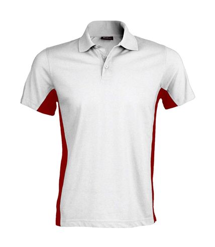 Kariban Mens Short Sleeve Flag Polo Shirt (Dual Color) (White/Red)