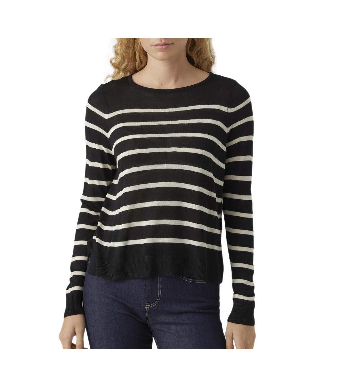 Pull rayures noir femme vero moda nova-1