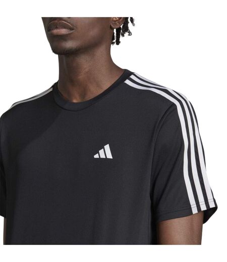 T-shirt Entraînement Motif/style 3 Rayures Essentials Homme Noir Blanc Adidas