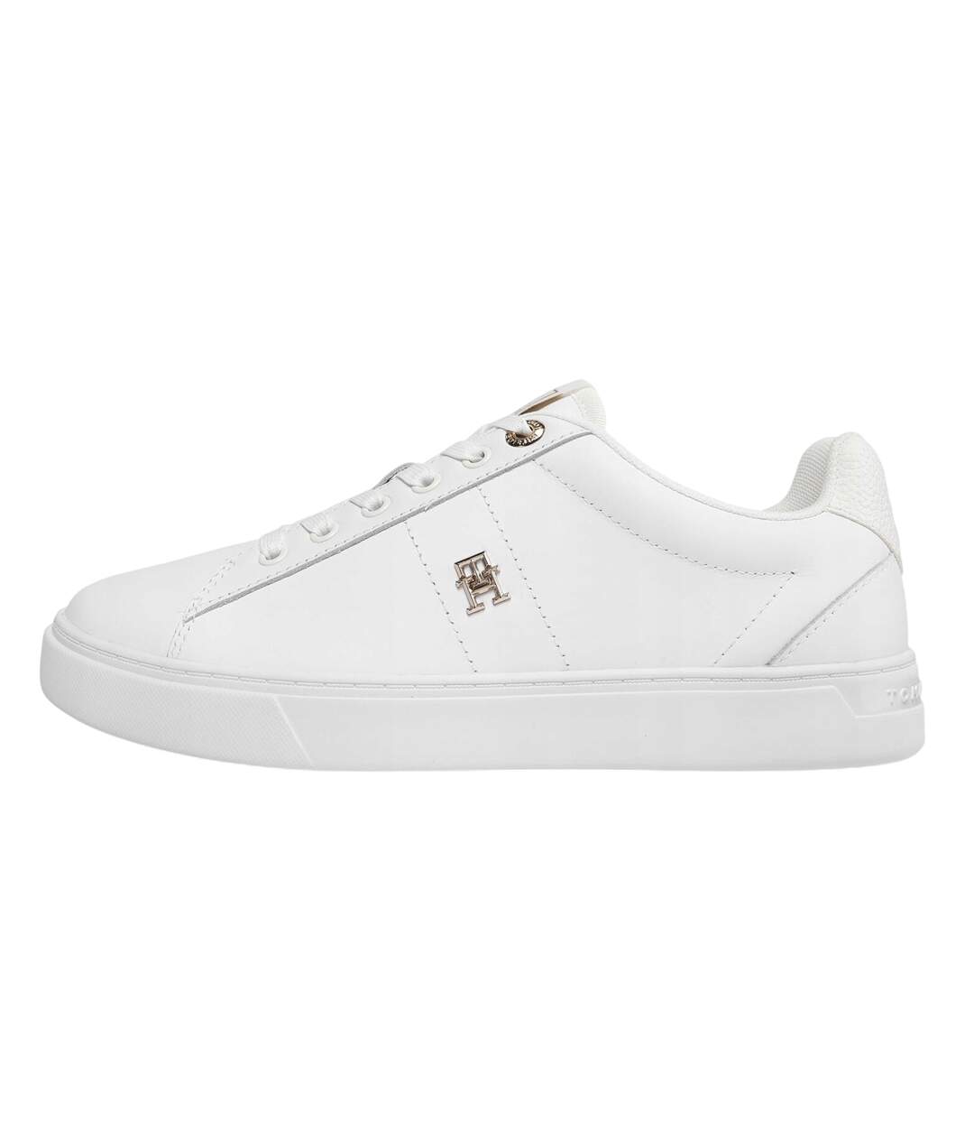Womens/ladies Flat Court Trainers White Tommy Hilfiger-2