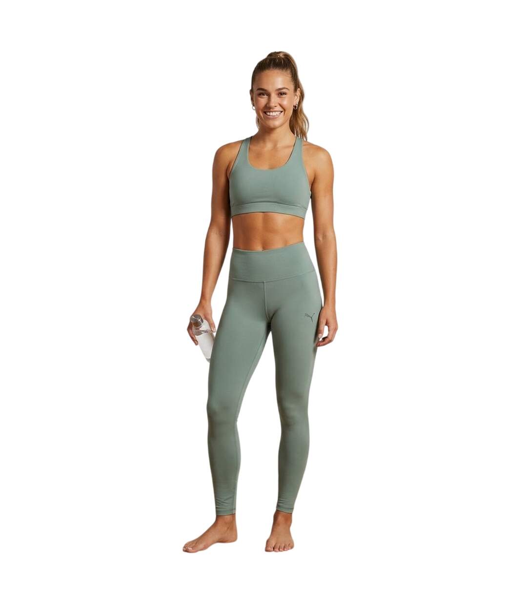 Womens/ladies Mass Merchants Leggings Green Moon Puma-1