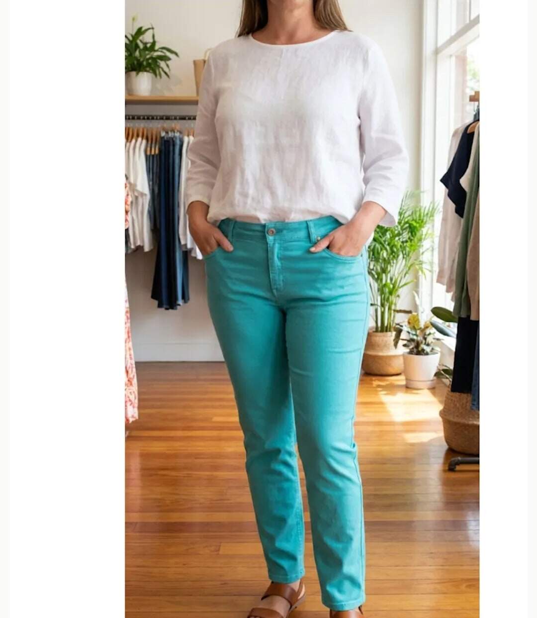 Pantalon Ultra Stretch Bleu Aqua – Effet Jean & Confort Absolu-1