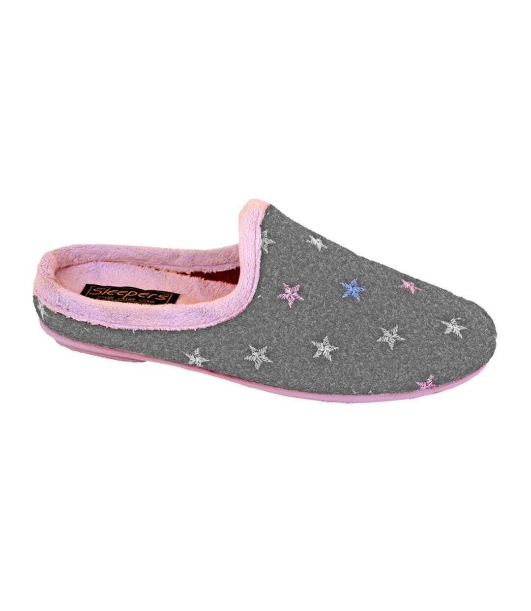 Chaussons mules ellie femme gris / rose Sleepers-1