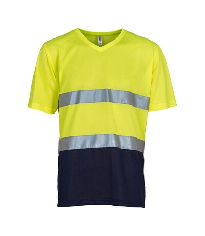 Yoko Mens Hi-Vis Lightweight V Neck T-Shirt (Yellow/Navy) - UTRW9190