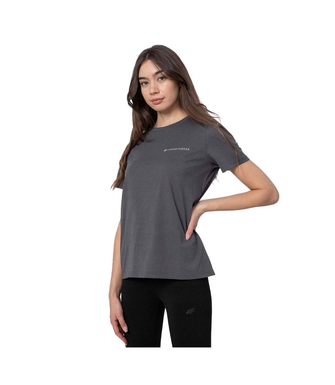 T-shirt Motif/style Imprimé Au Dos Femme Gris 4F-1