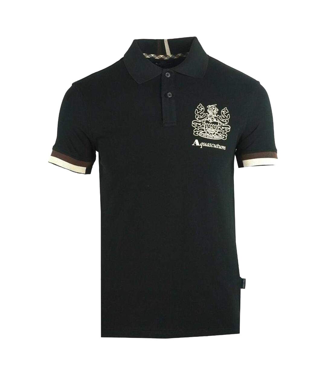Mens Aldis Crest Logo Polo Shirt Black Aquascutum-1