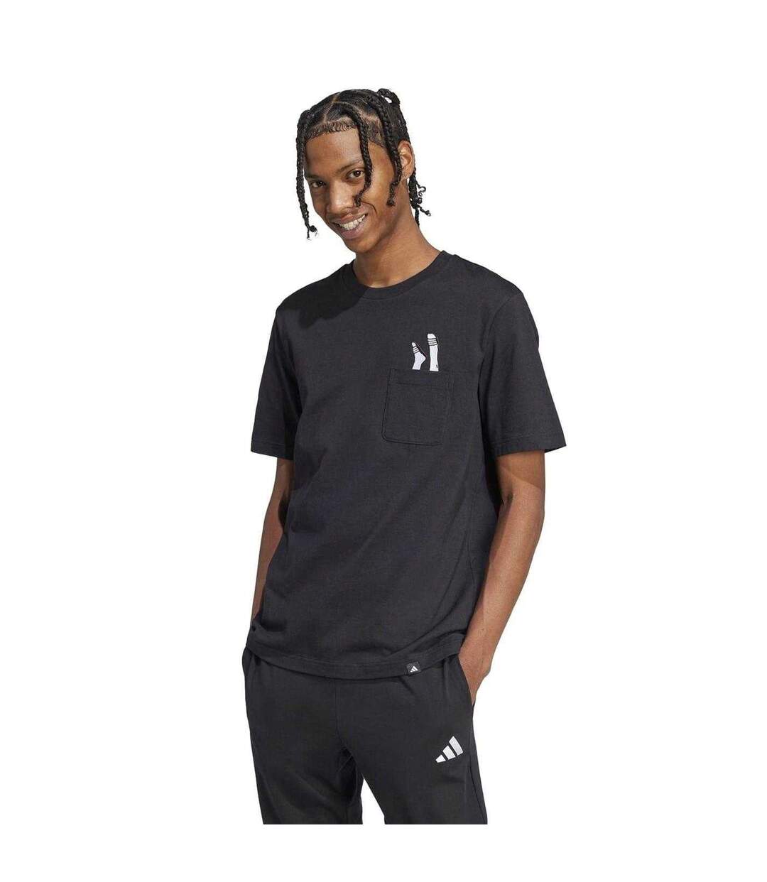 Mens Slider Pocket Lounge T-shirt Black Adidas-4