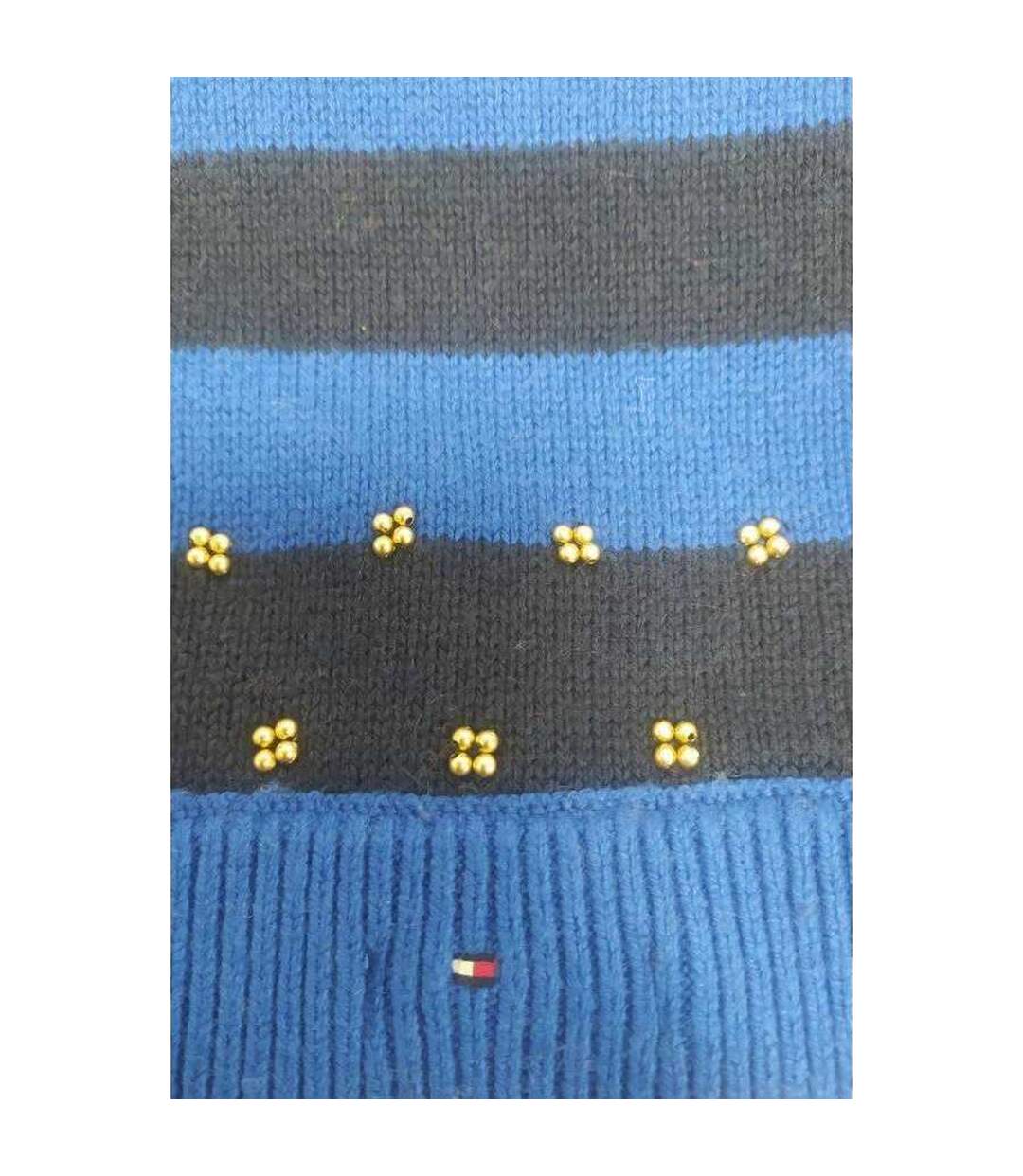 Childrens/kids Striped Scarf L-xl Blue Black Tommy Hilfiger-3