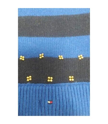 Childrens/kids Striped Scarf L-xl Blue Black Tommy Hilfiger