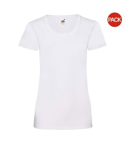 T-shirts Manches Courtes Femmes Blanc Fruit Of The Loom