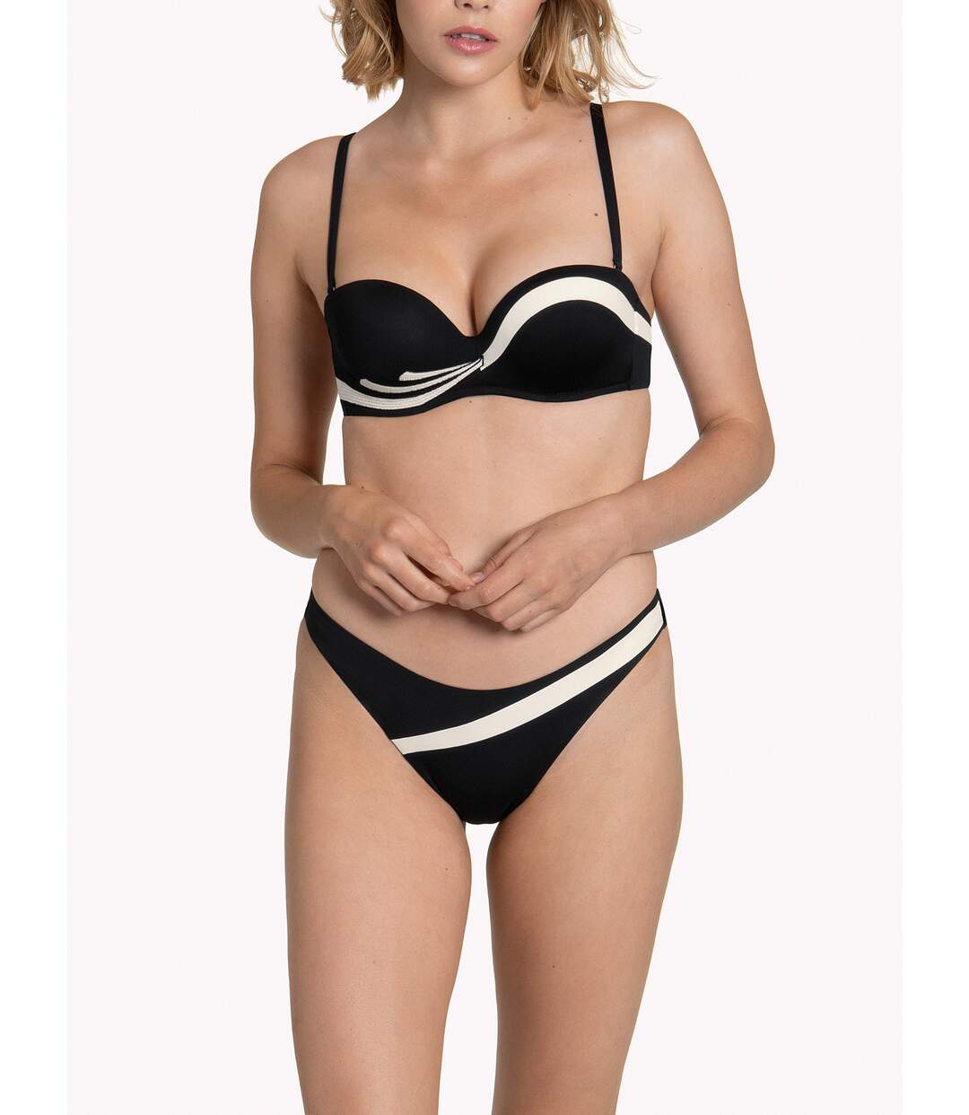 Bas maillot slip bain échancré Guaraja noir Lisca-3