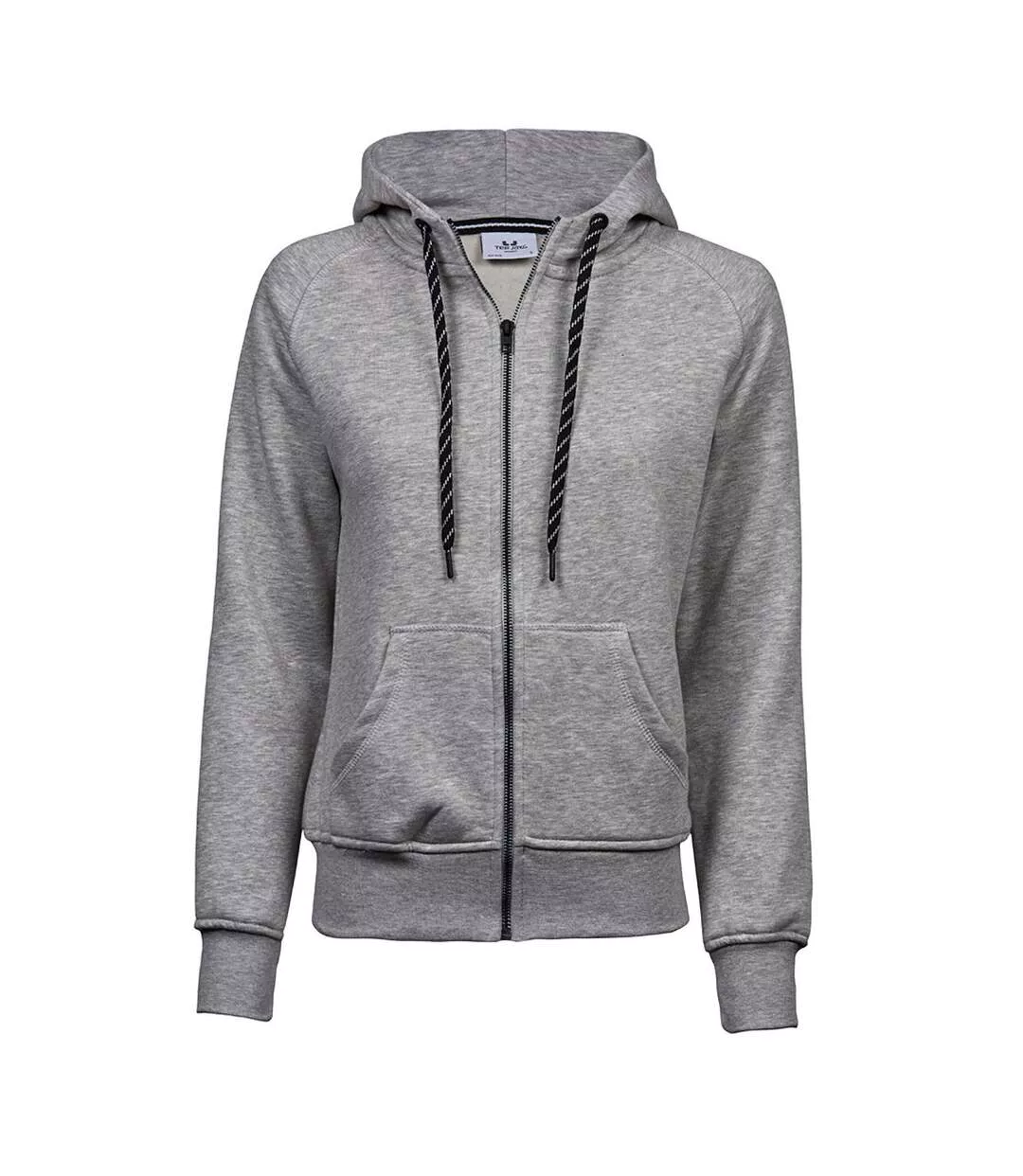 Womens/ladies Fashion Full Zip Hoodie Grey Heather Tee Jays-1