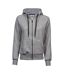 Womens/ladies Fashion Full Zip Hoodie Grey Heather Tee Jays-1