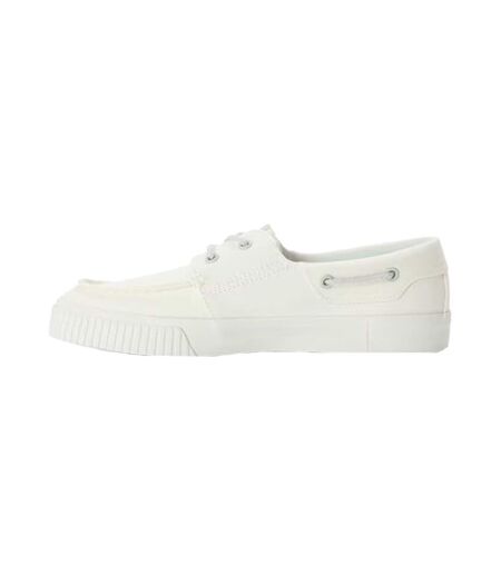Mens Canvas Flat Boat Shoes White Timberland