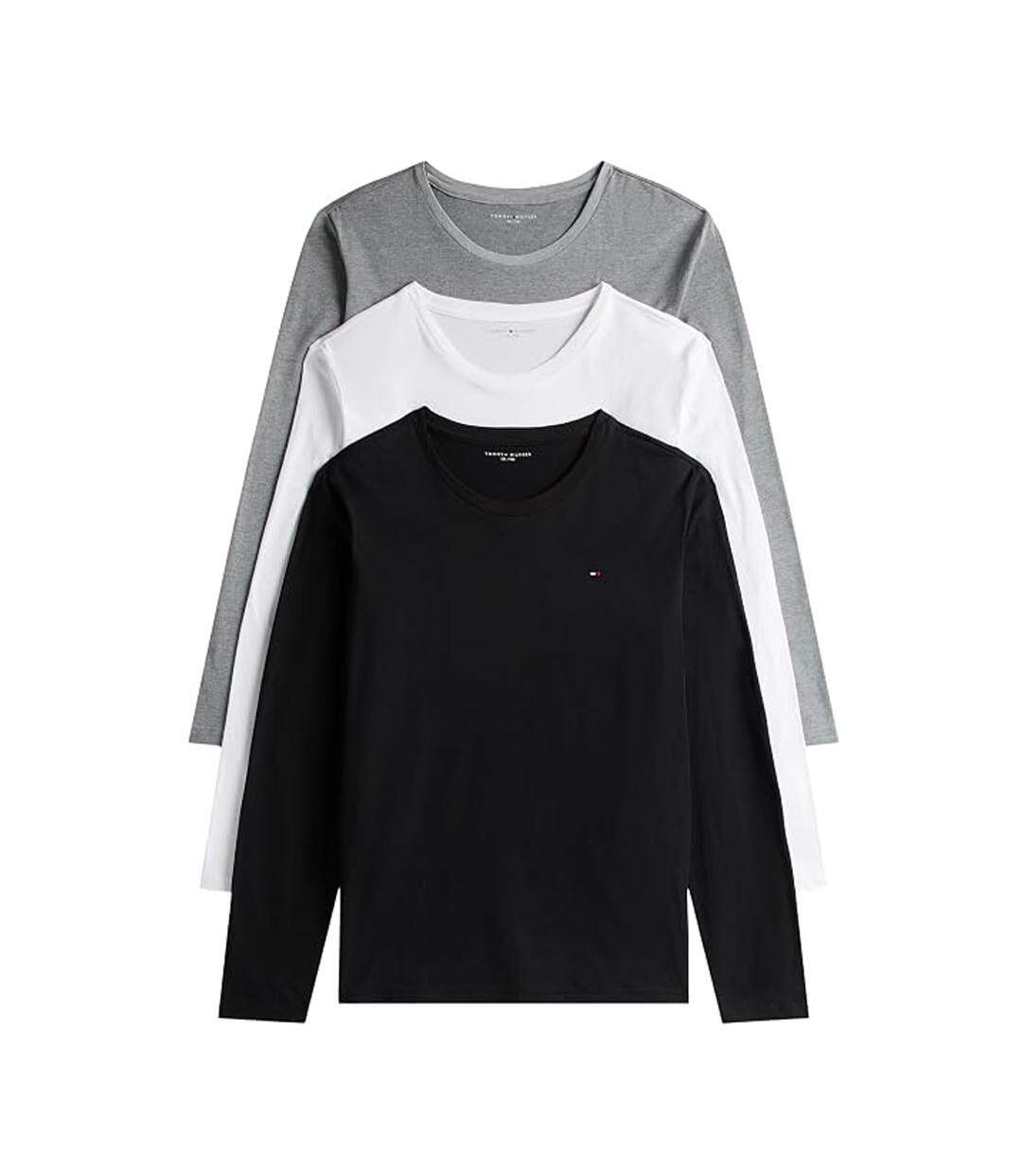 Lot de 3 t-shirts manches longues noir/blanc/gris homme tommy hilfiger um0um03022-1