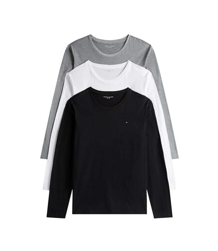 Lot de 3 t-shirts manches longues noir/blanc/gris homme tommy hilfiger um0um03022