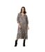 Womens/ladies Abstract V Neck 3/4 Sleeve Midi Dress Sand Velvet By Graham & Spencer-1