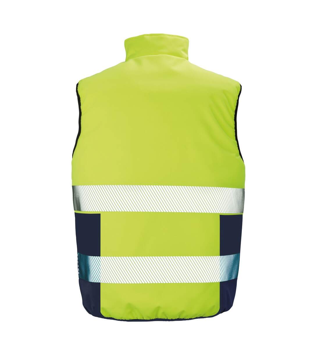 Unisex adult soft touch reversible gilet fluorescent yellow/navy SAFE-GUARD by Result-2