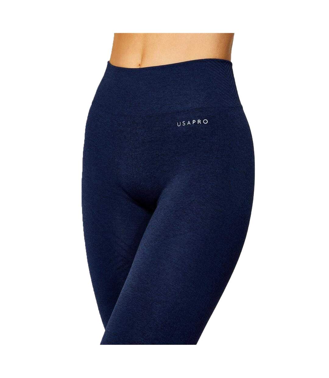 Womens/ladies Seamless High Rise Leggings Navy USA Pro-3