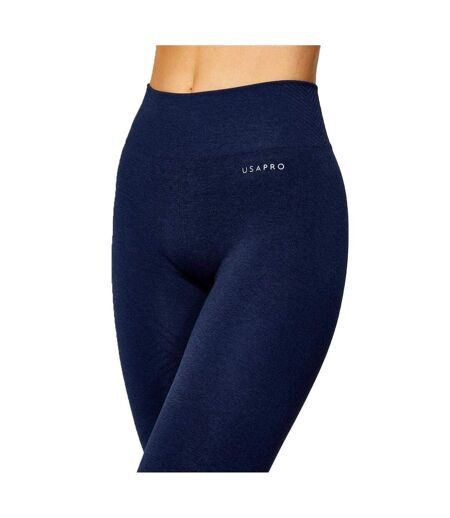 Womens/ladies Seamless High Rise Leggings Navy USA Pro