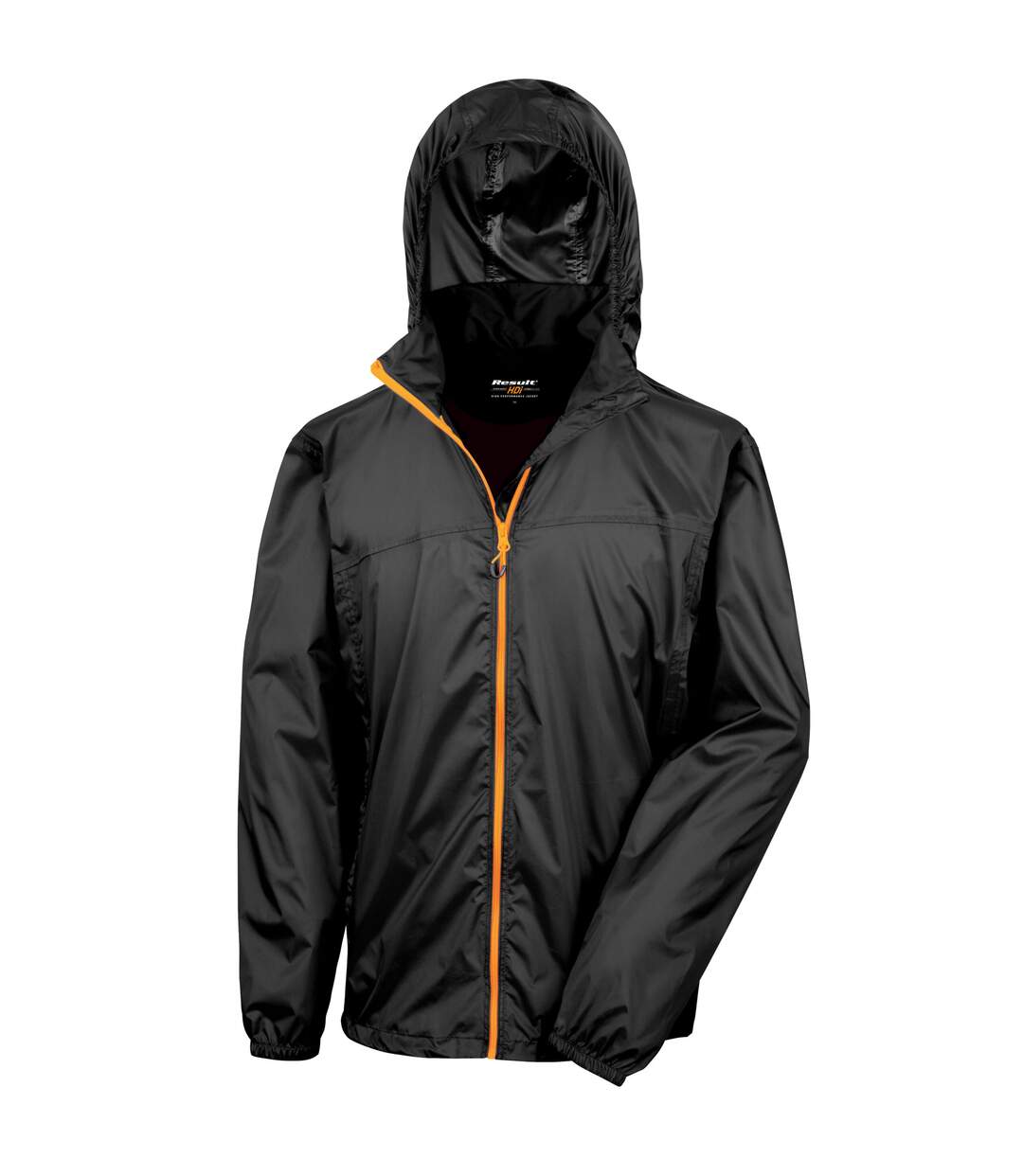 Mens lightweight packaway jacket black/orange Result