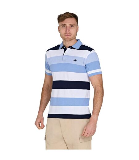 Mens Hoop Birdseye Pique Polo Shirt Sky Blue Raging Bull