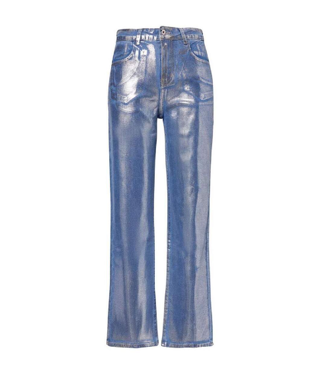 Womens/ladies Soho Metallic 5 Pockets Trousers Blue AmyLynn-2