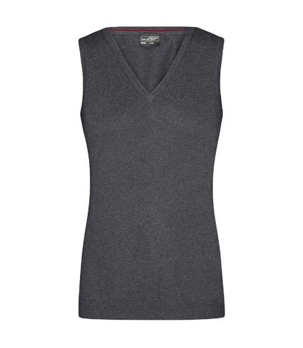 Débardeur Pull sans manche col V - FEMME - JN656 - gris anthracite