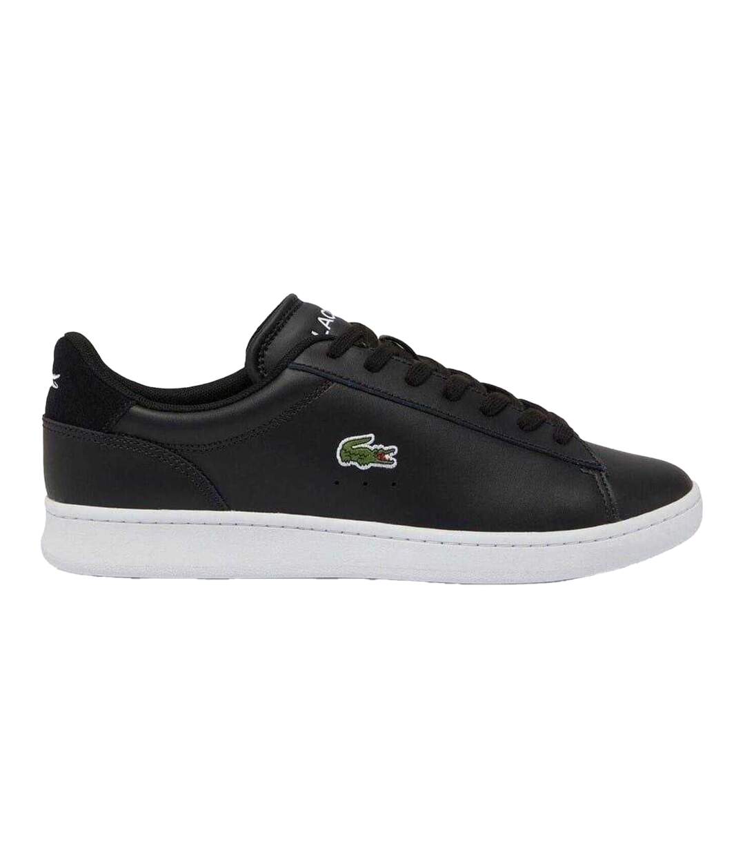 Mens Carnaby Leather Flat Trainers Black White Lacoste-1