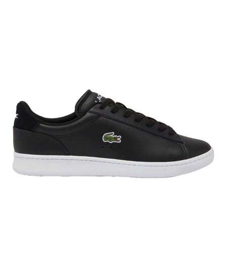 Mens Carnaby Leather Flat Trainers Black White Lacoste