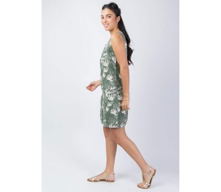 Robe coton femme kaki CHRISTINA imprimé fleur Coton Du Monde
