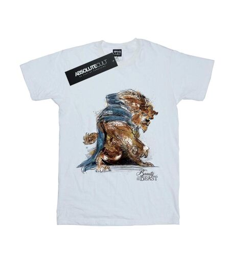 Disney - T-shirt BEAUTY AND THE BEAST BEAST SKETCH - Femme (Blanc) - UTBI16657