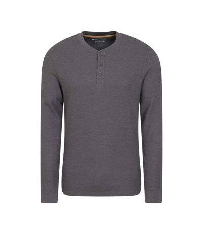 Mens selby waffle henley t-shirt charcoal Mountain Warehouse