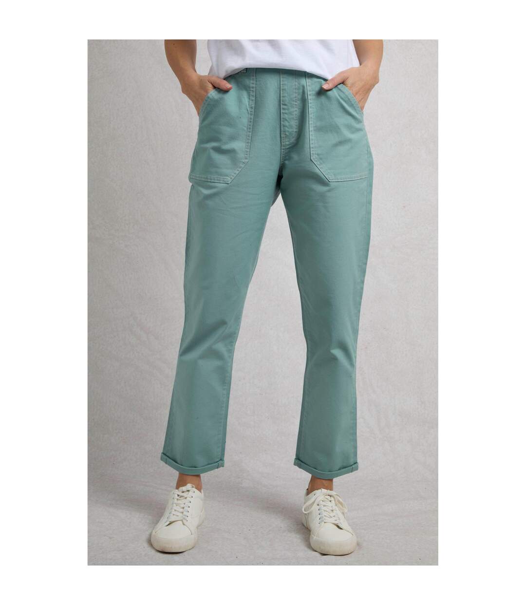 Womens/ladies Malorri Organic Cotton Trousers Mineral Blue Weird Fish-4