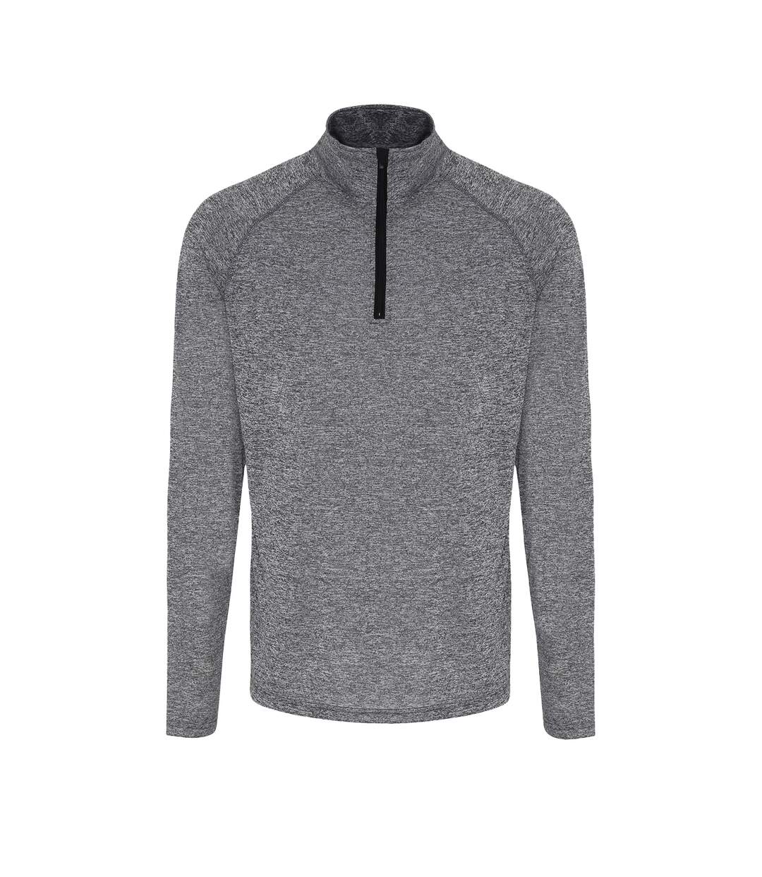 Mens performance quarter zip long-sleeved sweatshirt black TriDri-1