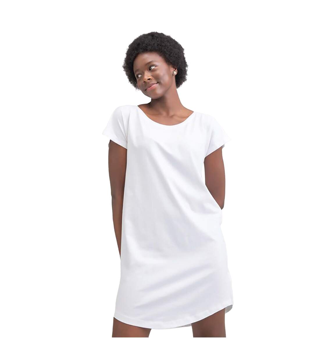 Robe t-shirt femme blanc Mantis-3