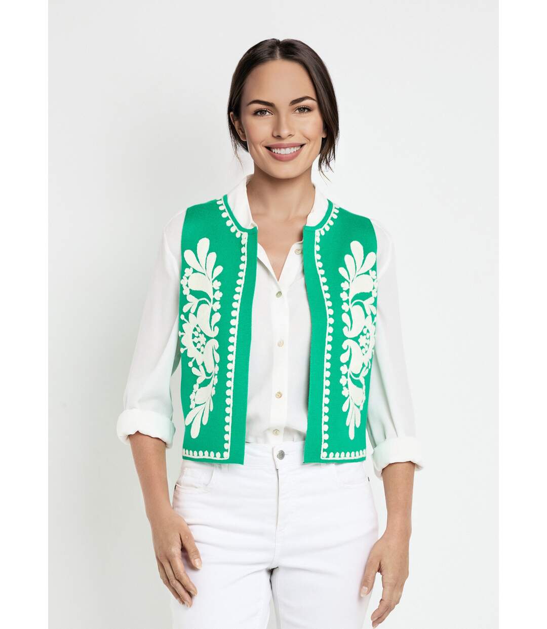 Gilet sans manches en maille et broderies-1