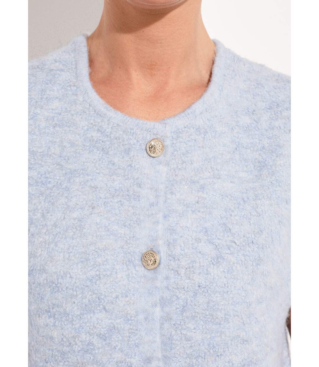 Gilet sans manches boutons dorés maille bouclette-4
