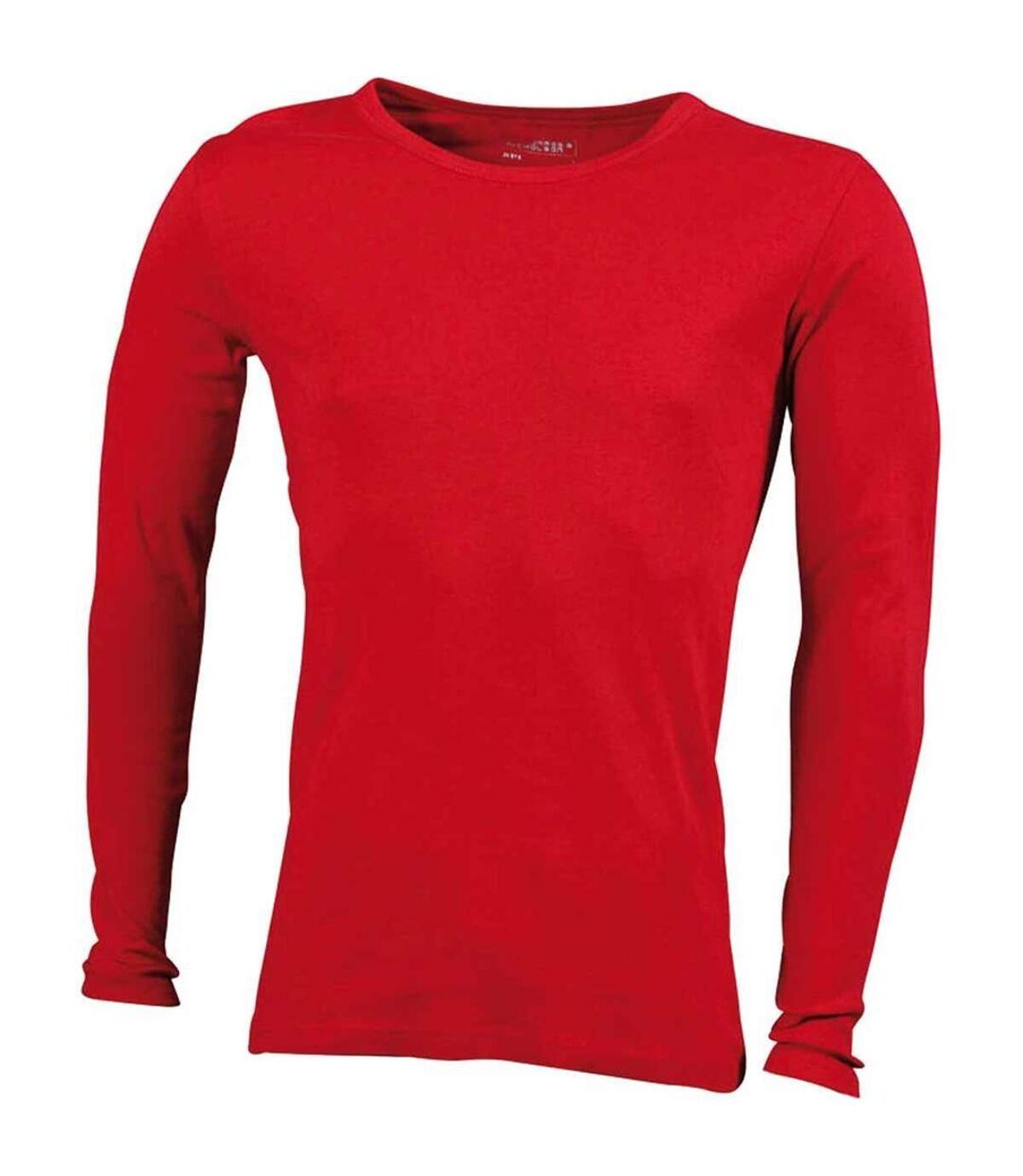 T-shirt homme manches longues - JN916 - rouge - coton extensible