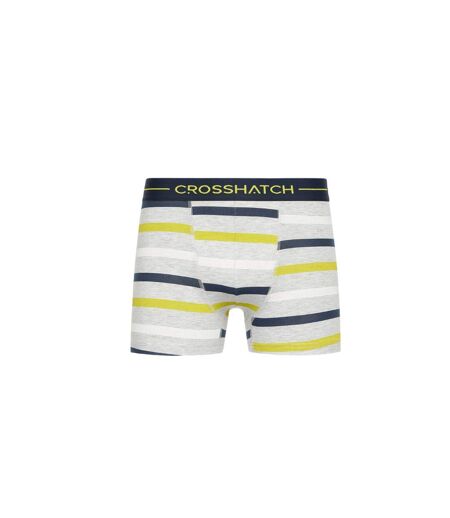 Pack Of 3  Mens Warbler Boxer Shorts  Yellow Grey Navy Crosshatch