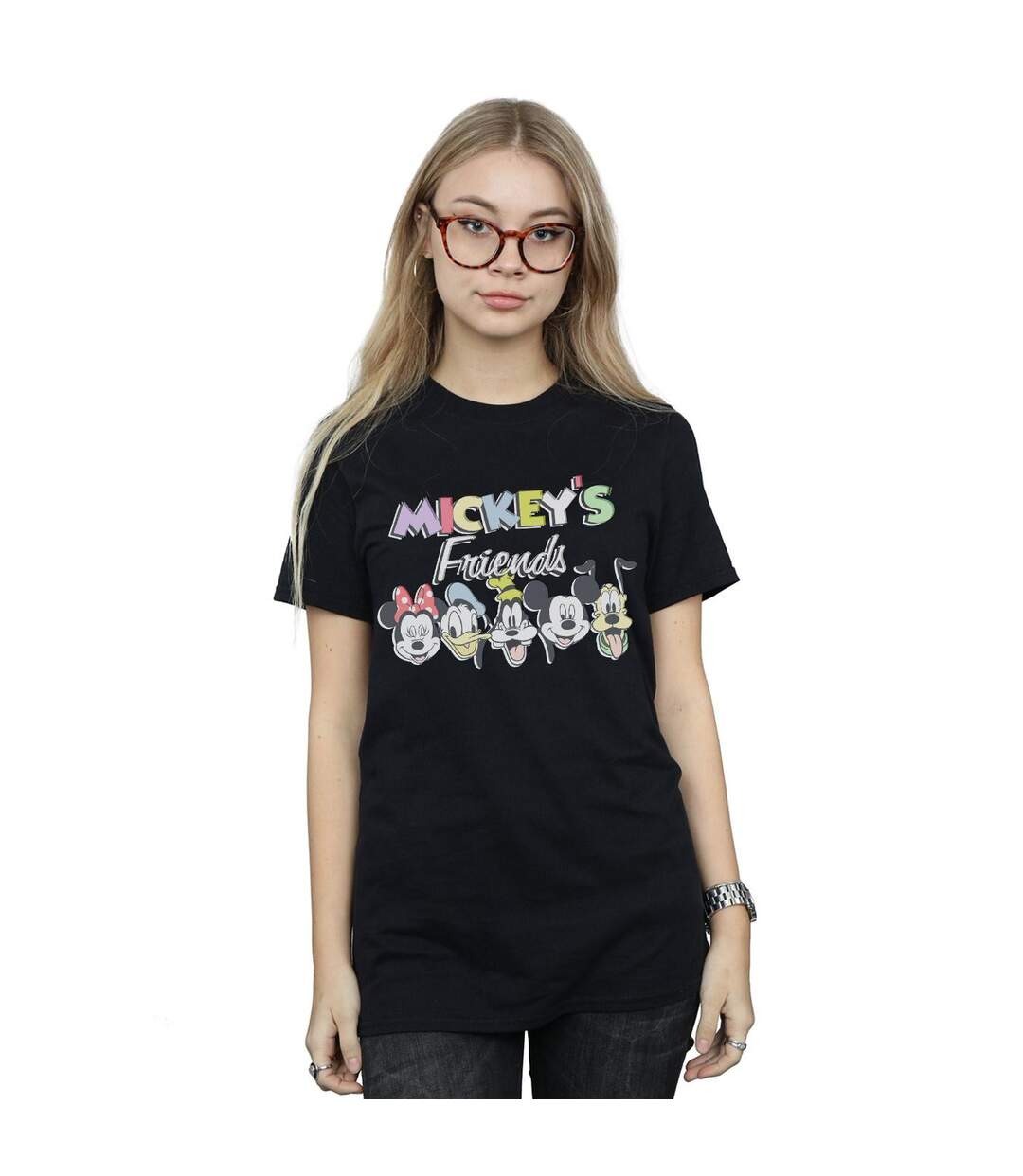 Disney Femme/Ladies - Mickey Mouse Friends Faded Nostalgia - T-shirt boyfriend en coton (Noir) - UTBI37510-2