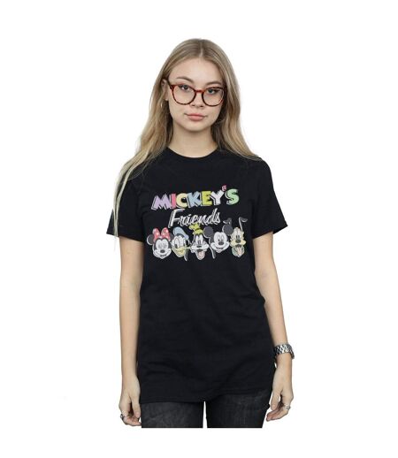 Disney Femme/Ladies - Mickey Mouse Friends Faded Nostalgia - T-shirt boyfriend en coton (Noir) - UTBI37510