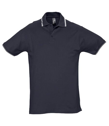 SOLS Mens Practice Tipped Pique Short Sleeve Polo Shirt (Navy/White)
