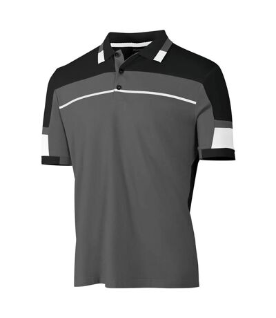 Mens Colour Block Polo Shirt Charcoal Black Island Green