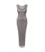 Womens/ladies Rhinestone Mesh Scoop Neck Slim Maxi Dress Silver AmyLynn-2