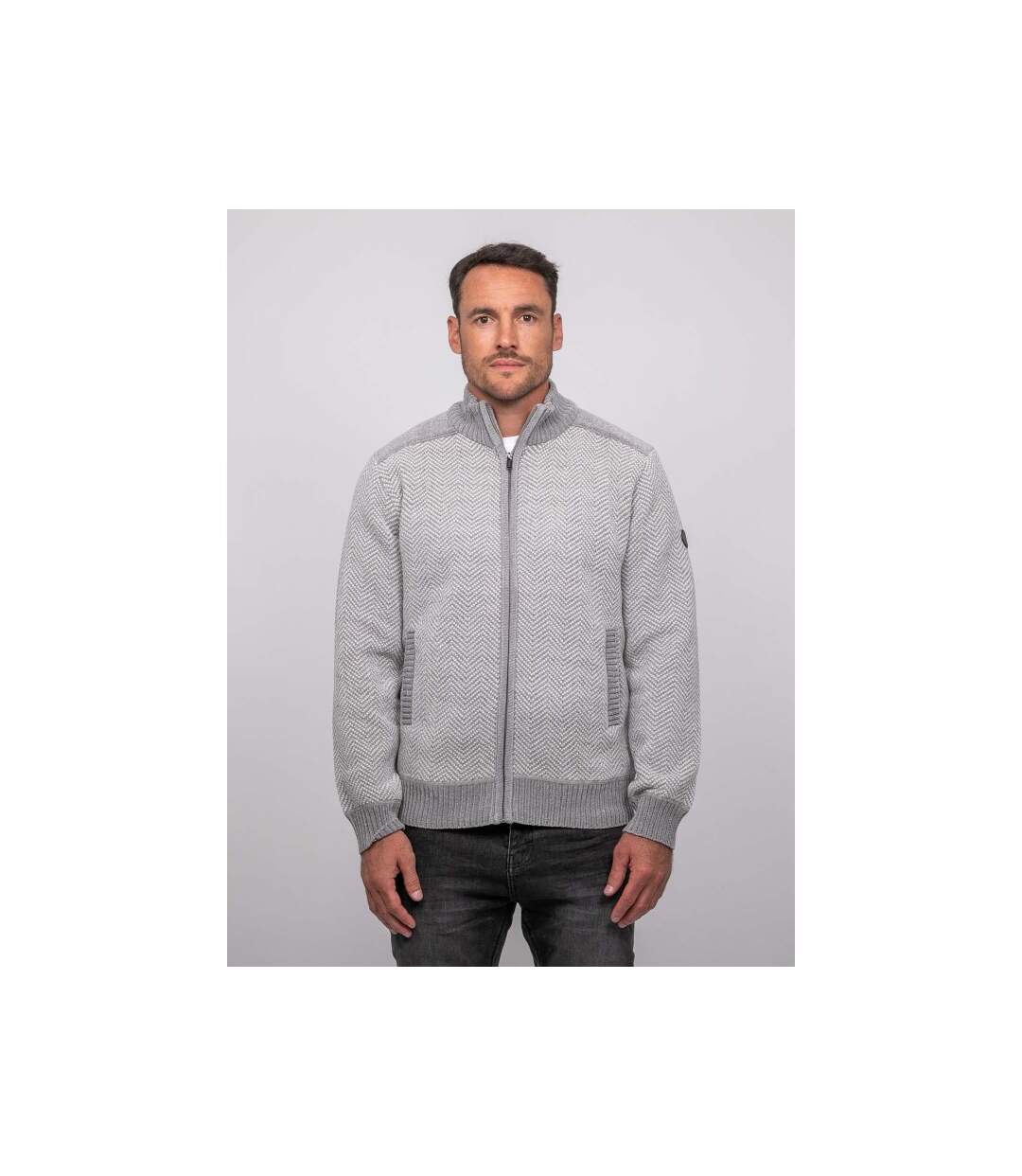 Gilet zippé motif chevrons LENIDICO-1